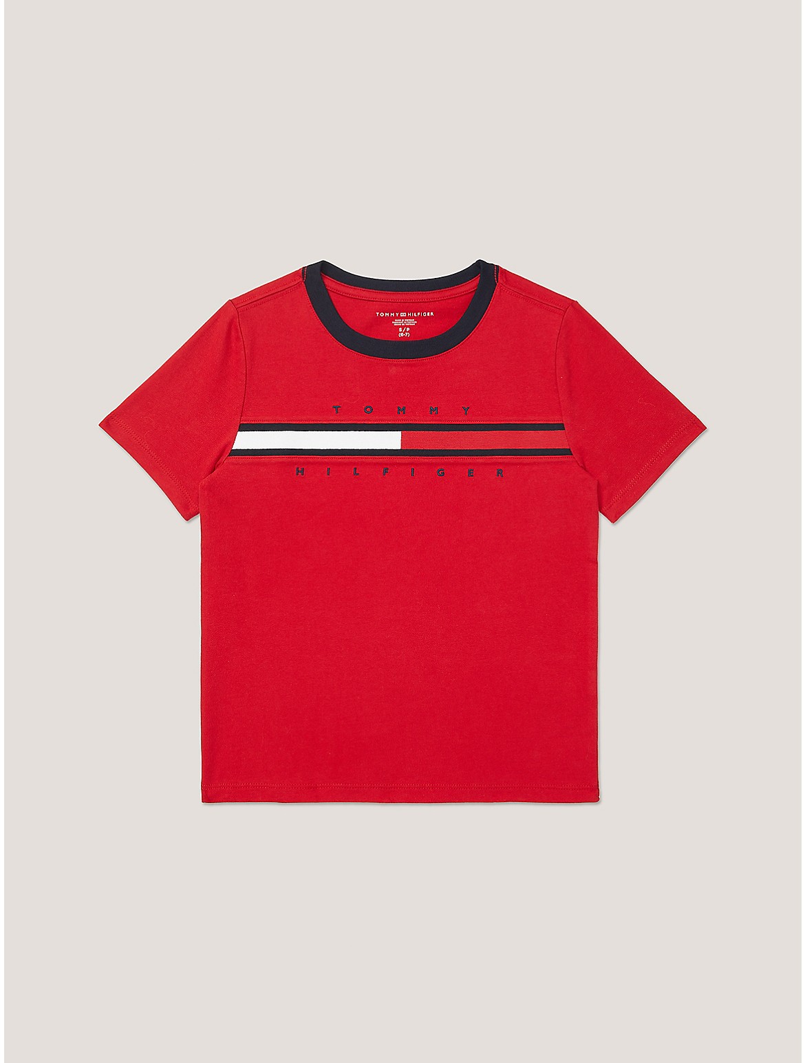 Tommy Hilfiger Boys' Kids' Flag Stripe Logo Ringer T-Shirt