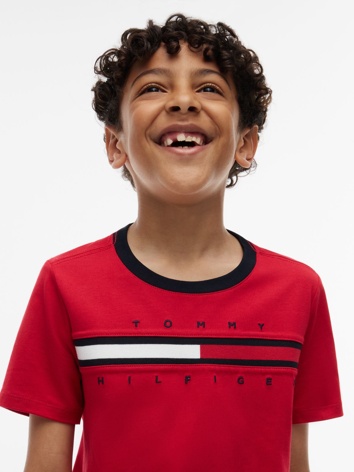 Kids' Flag Stripe Logo T-Shirt — Primary Red