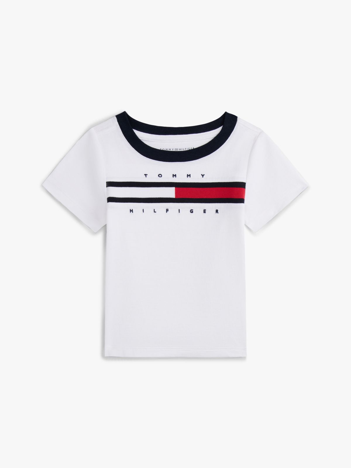 Babies' Flag Stripe Logo Ringer T-Shirt — Optic White