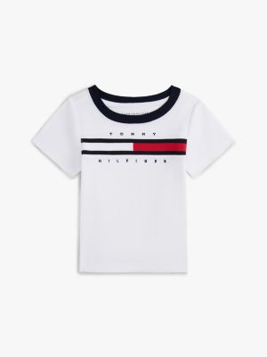 Babies' Flag Stripe Logo Ringer T-Shirt, Optic White