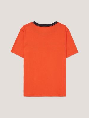 Kids' Flag Stripe Logo T-Shirt, Deep Orange