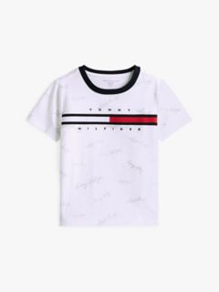 Kids' Signature Flag Stripe Logo T-Shirt — Optic White 6
