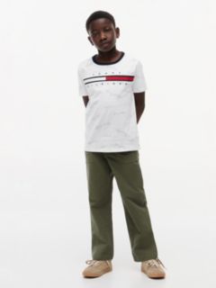 Kids' Signature Flag Stripe Logo T-Shirt — Optic White 2