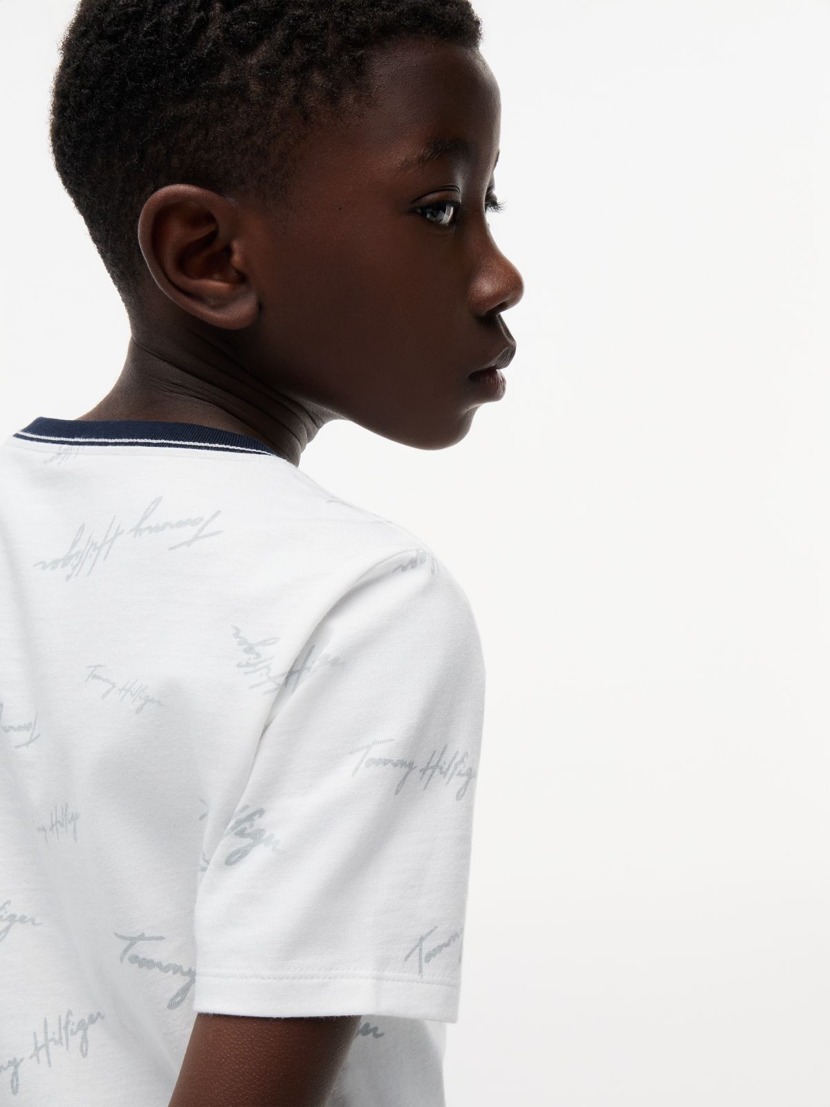 Kids' Signature Flag Stripe Logo T-Shirt — Optic White