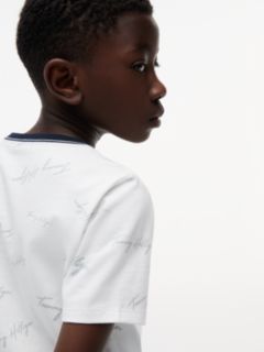 Kids' Signature Flag Stripe Logo T-Shirt — Optic White 4