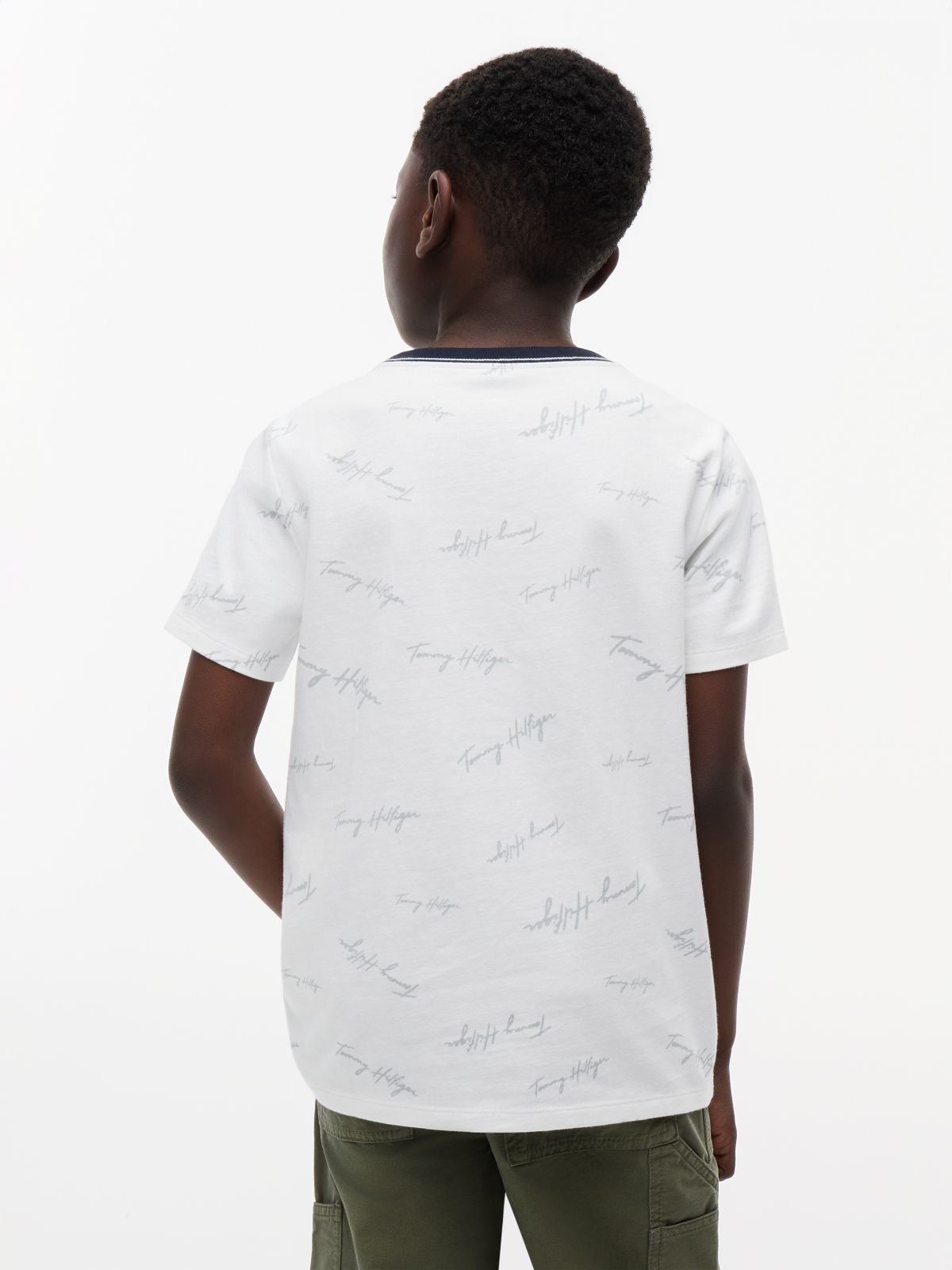 Kids' Signature Flag Stripe Logo T-Shirt — Optic White