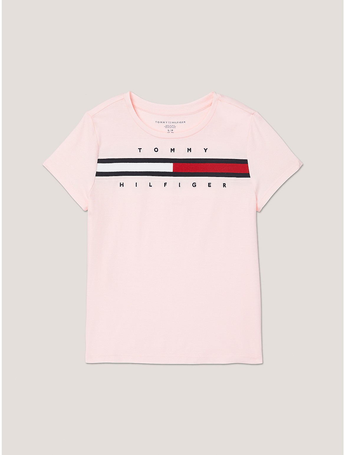 Tommy Hilfiger Girls' Kids' Flag Stripe T-Shirt - Pink - L