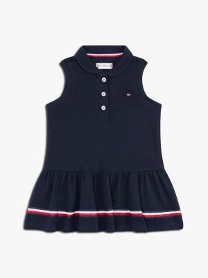 Babies' Sleeveless Stretch Polo Dress, Navy
