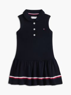 Babies' Sleeveless Stretch Polo Dress — Navy 1