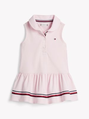 Babies' Sleeveless Stretch Polo Dress, Light Pink