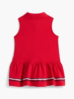 Babies' Sleeveless Stretch Polo Dress — Red 2