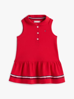 Babies' Sleeveless Stretch Polo Dress, Red