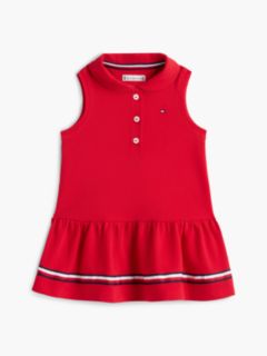 Babies' Sleeveless Stretch Polo Dress — Red 1