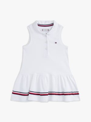 Babies' Sleeveless Stretch Polo Dress, Optic White