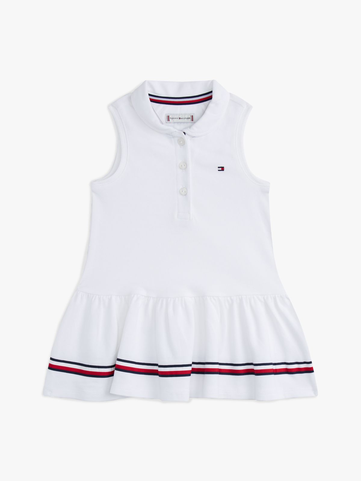 Babies' Sleeveless Stretch Polo Dress — Optic White