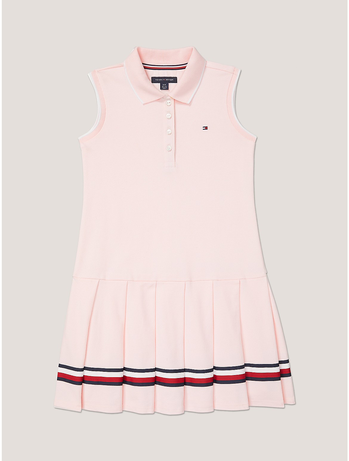 Tommy Hilfiger Girls' Kids' Sleeveless Pleated Polo Dress - Pink - XL