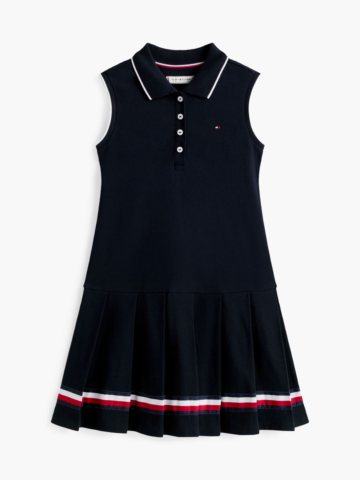 Kids' Sleeveless Pleated Polo Dress — Navy