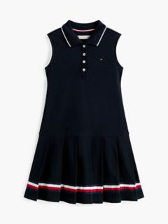 Kids' Sleeveless Pleated Polo Dress — Navy 7