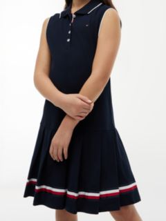 Kids' Sleeveless Pleated Polo Dress — Navy 2