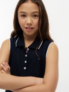 Kids' Sleeveless Pleated Polo Dress — Navy 4