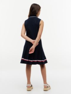Kids' Sleeveless Pleated Polo Dress — Navy 5