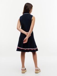 Kids' Sleeveless Pleated Polo Dress — Navy 6