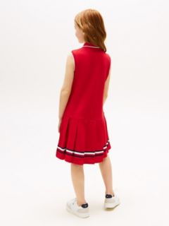 Kids' Sleeveless Pleated Polo Dress — Primary Red 4