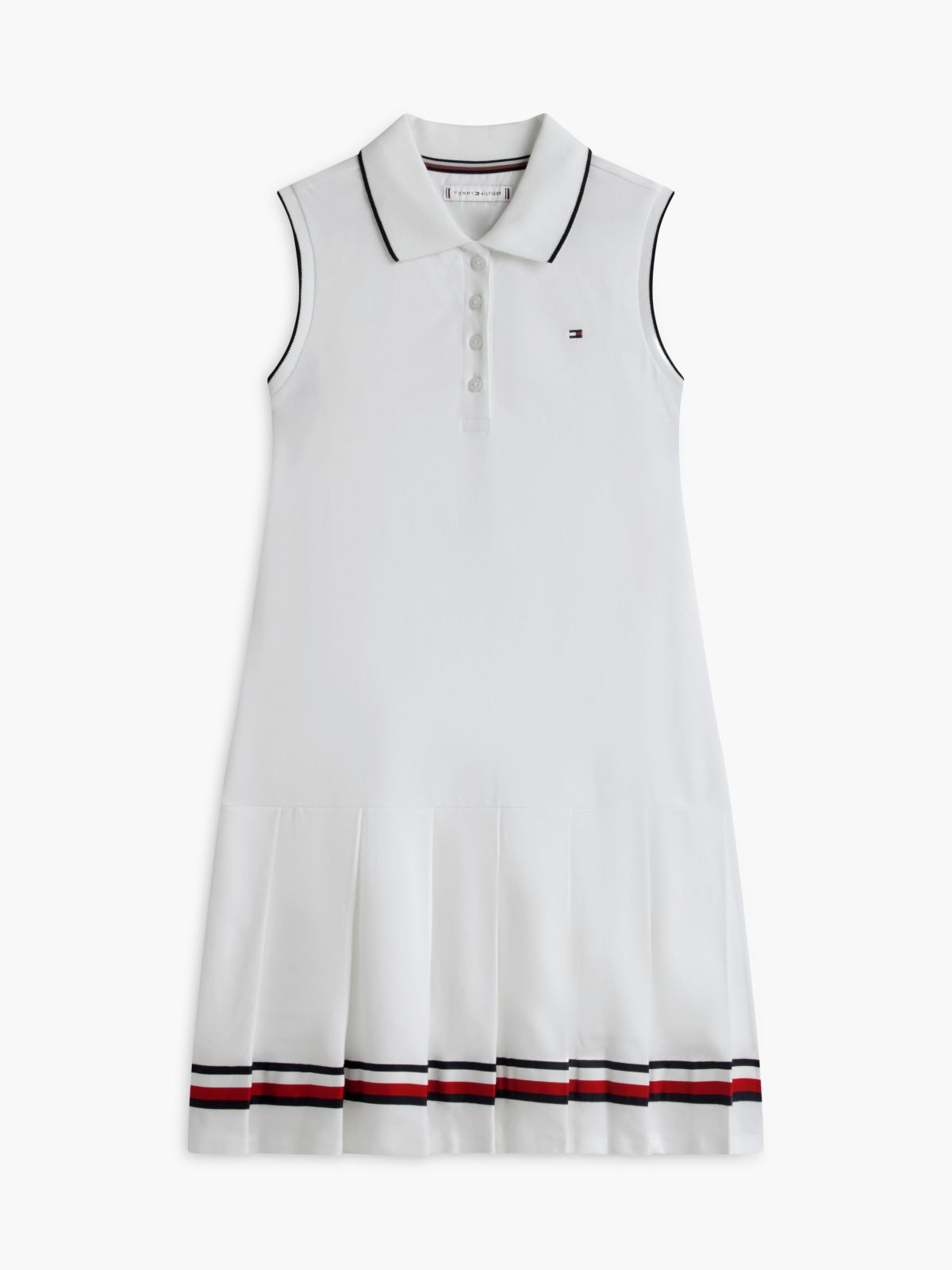 Kids' Sleeveless Pleated Polo Dress — Optic White