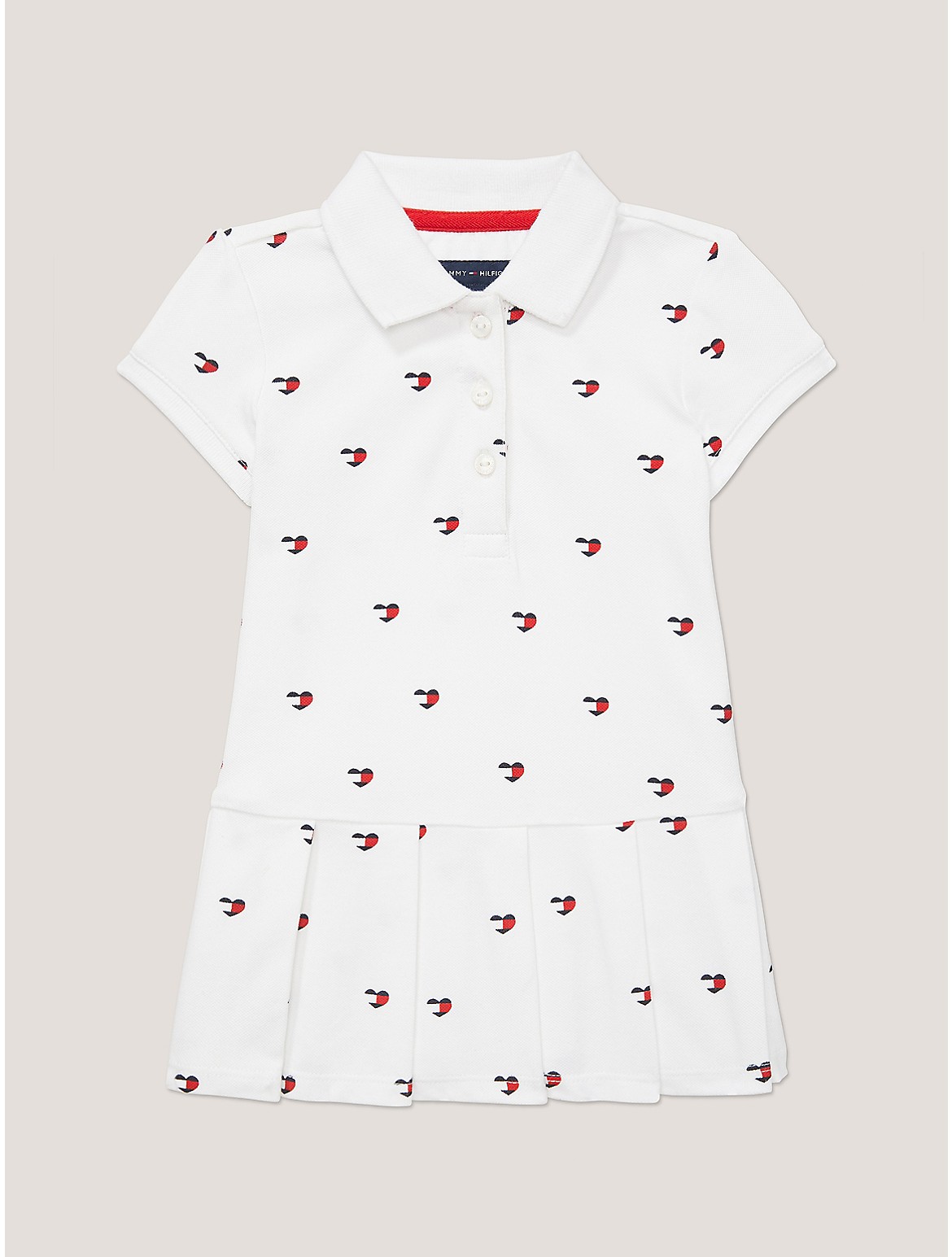 Tommy Hilfiger Girls' Babies' Heart Logo Pleated Polo Dress