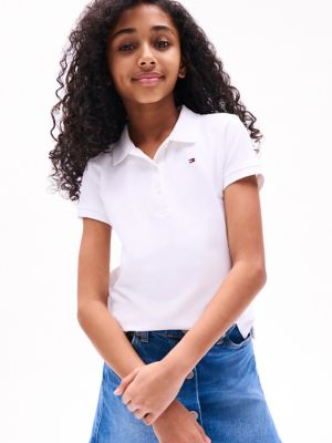 Kids' Solid Stretch Polo, Optic White TH