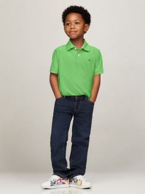 Kids' Solid Stretch Polo, Springtime Green
