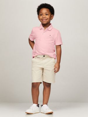 Kids' Solid Stretch Polo, Simple Pink