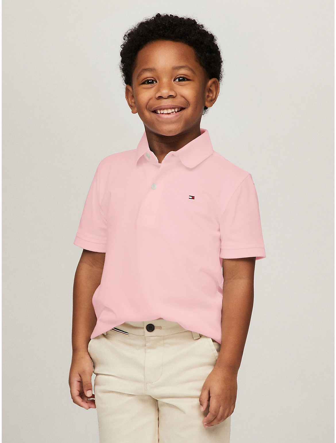 Tommy Hilfiger Boys' Kids' Flag Logo Stretch Polo - Pink - M