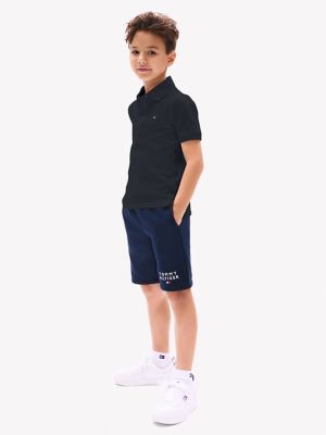 Kids' Solid Stretch Polo, Black