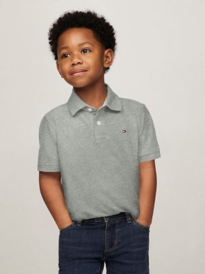 Kids' Solid Stretch Polo, Grey Heather