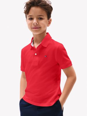 Kids' Solid Stretch Polo, Primary Red