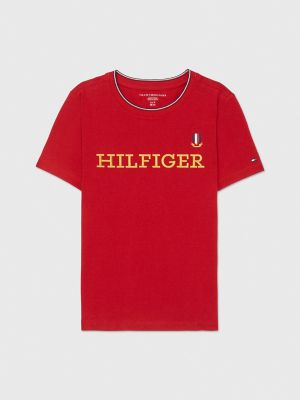 Kids' Embroidered Hilfiger Logo T-Shirt, Rich Red