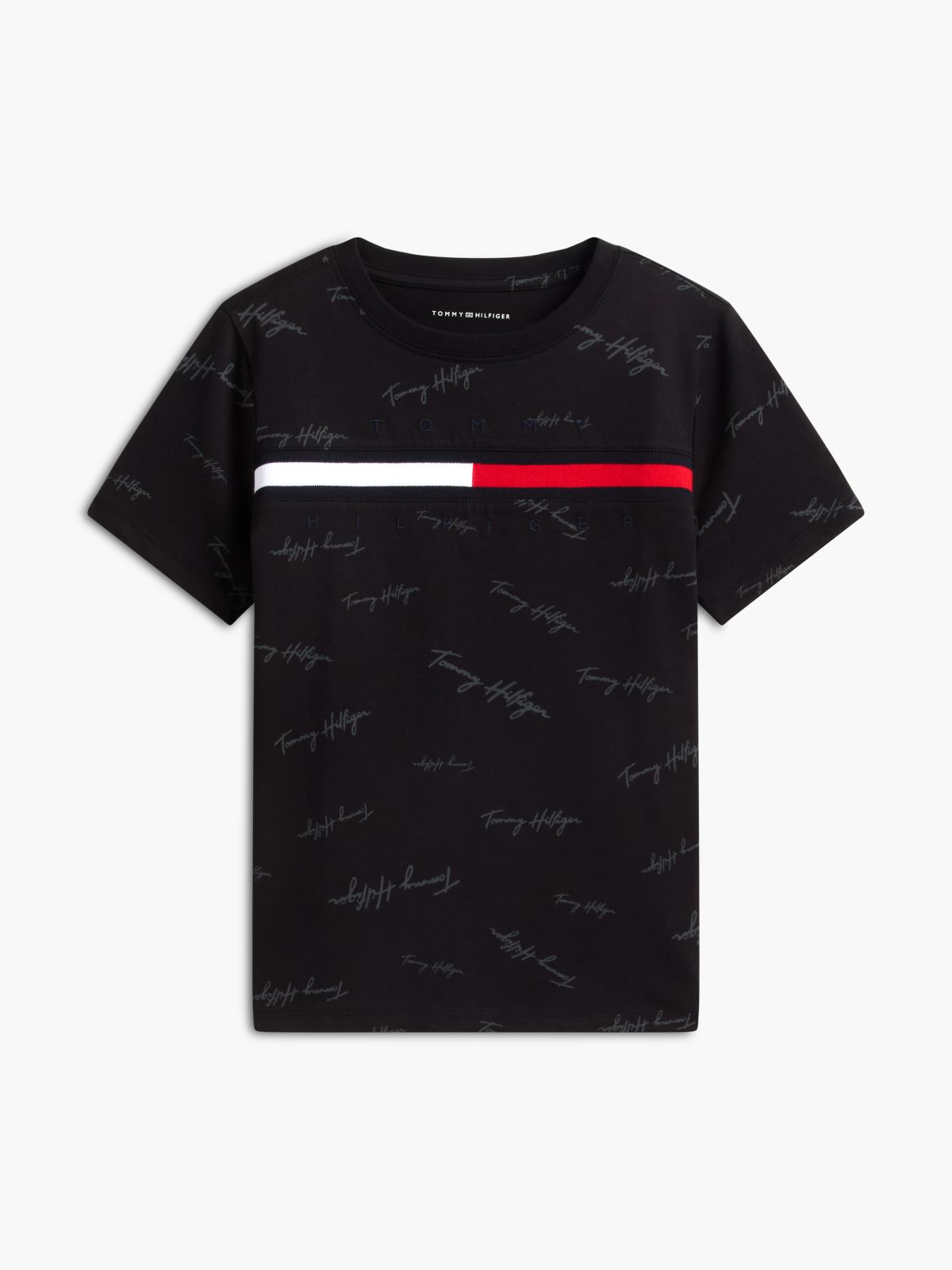 Kids' Signature Flag Stripe Logo T-Shirt — Black