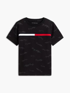 Kids' Signature Flag Stripe Logo T-Shirt — Black 5