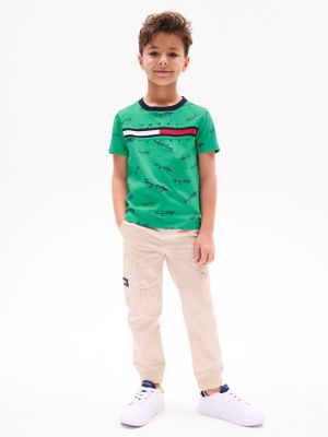 Kids' Signature Flag Stripe Logo T-Shirt, Olympic Green