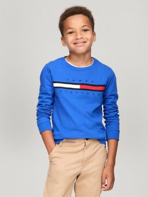 Kids' Long-Sleeve Flag Stripe T-Shirt, Kettle Blue