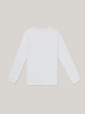 Kids' Long-Sleeve Flag Stripe T-Shirt, Fresh White