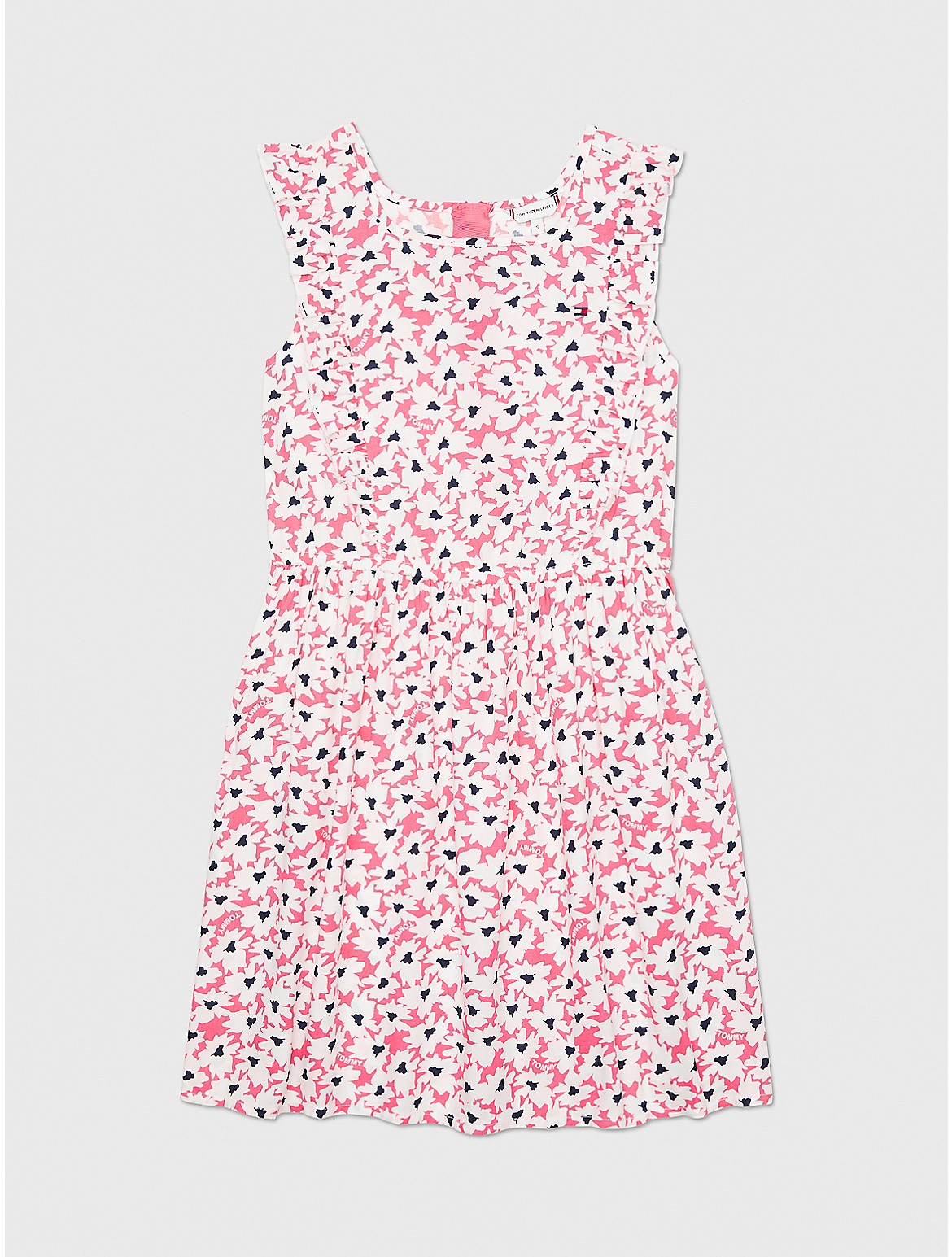 Tommy Hilfiger Girls' Kids' Sleeveless Floral Print Ruffle Dress - Pink - XL