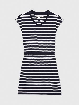 Tommy Hilfiger VNeck Navy & Yellow Striped T-shirt outlet Dress Sz Small