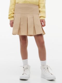 Kids' Solid Pleated Skirt — Clayed Pebble 2