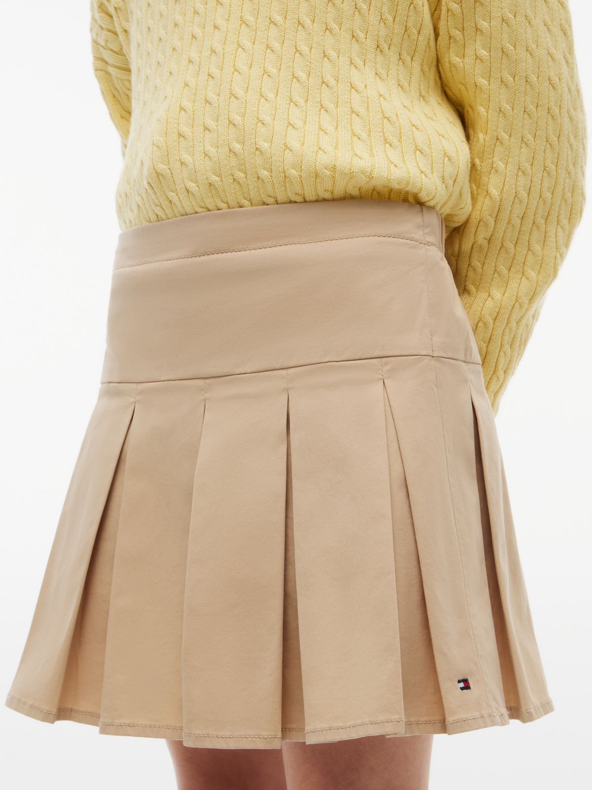Kids' Solid Pleated Skirt — Clayed Pebble