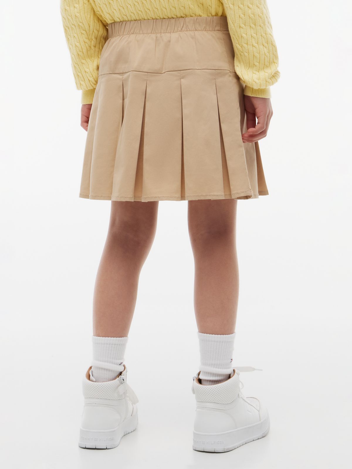 Kids' Solid Pleated Skirt — Clayed Pebble
