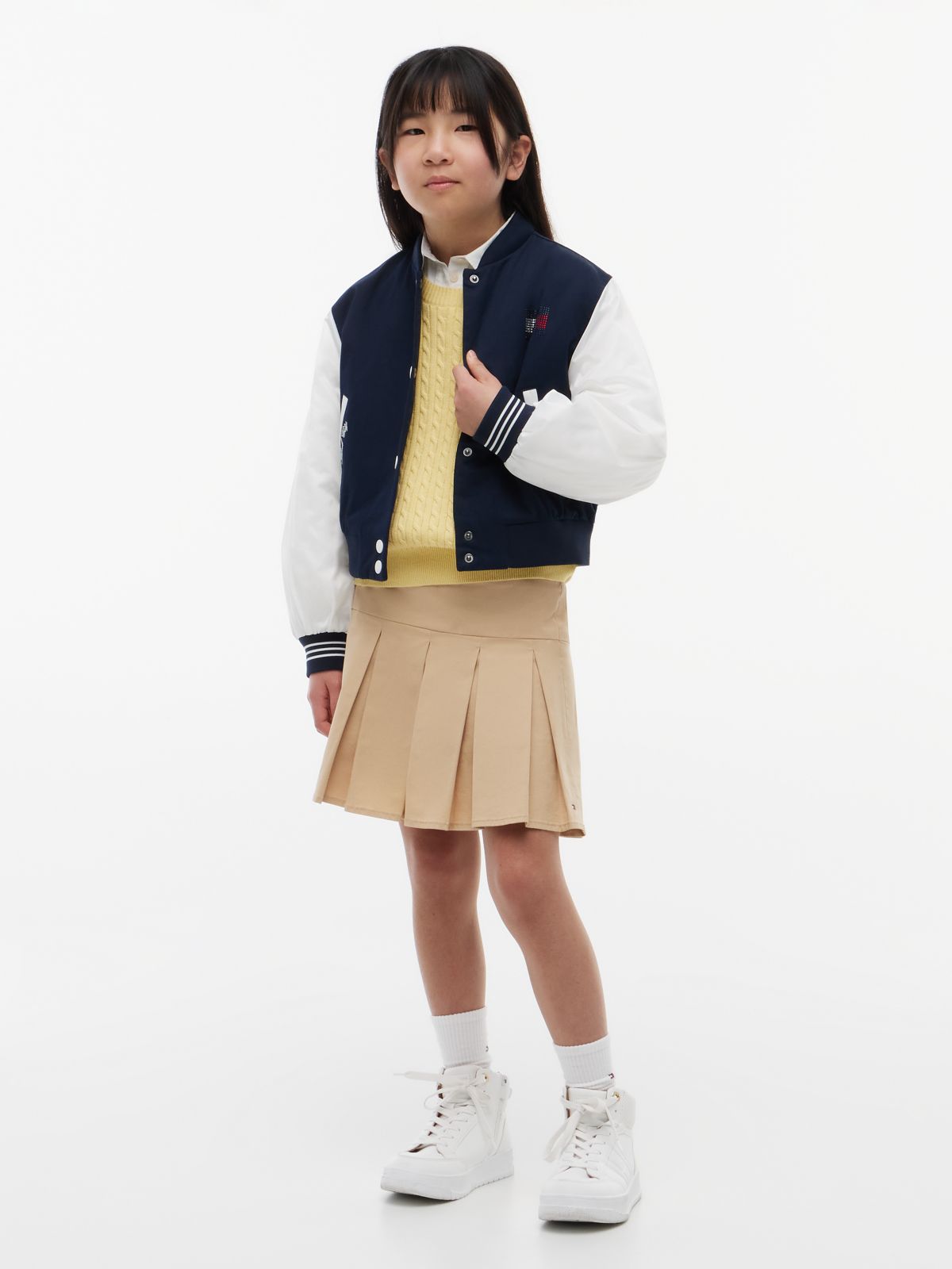 Kids' Solid Pleated Skirt — Clayed Pebble