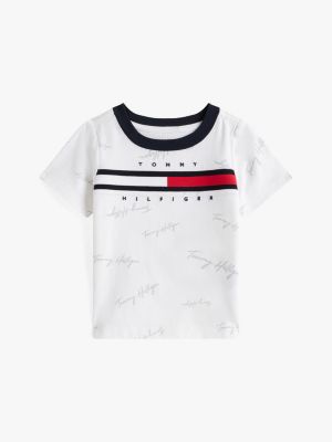 Babies' Signature Flag Stripe Logo T-Shirt, Optic White TH