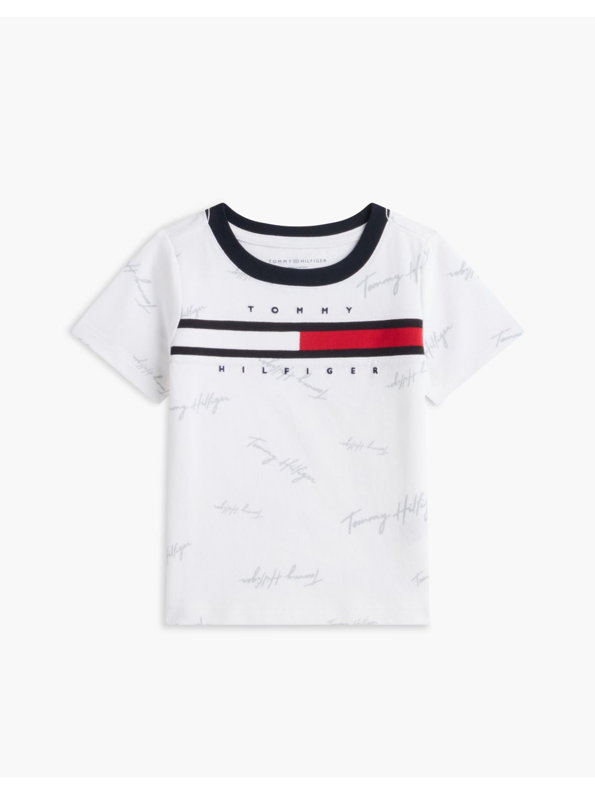 Babies' Signature Flag Stripe Logo T-Shirt — Optic White